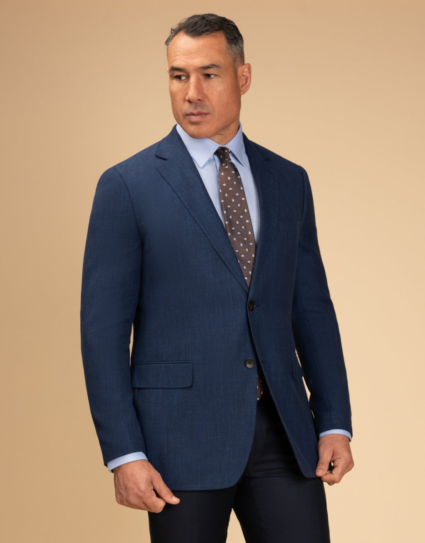Rembrandt Hawker Blue Wool Linen Textured Blazer