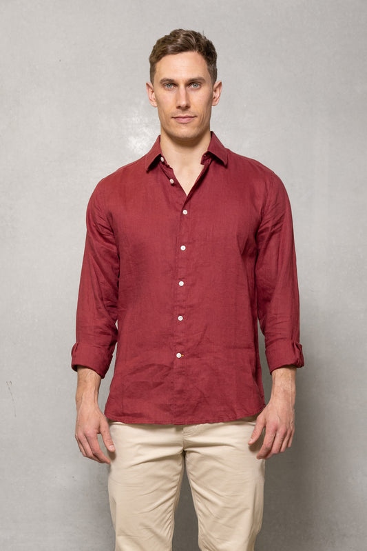 Cutler Blake Linen Long Sleeve Shirt Embers