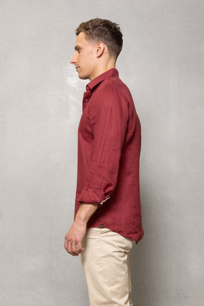 Cutler Blake Linen Long Sleeve Shirt Embers