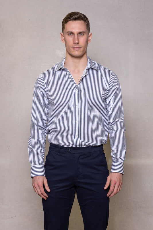 Cutler and Co French Navy Striped Long Sleeve Shirt