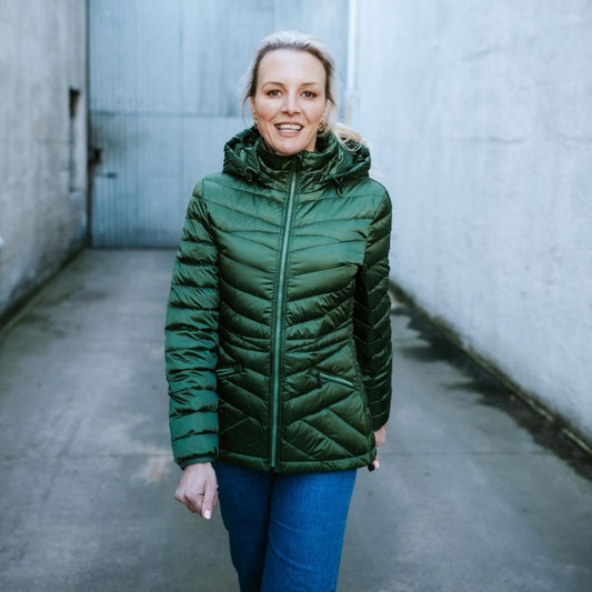 Moke Apparel Cushla Womens Packable Down Jacket - Cypress