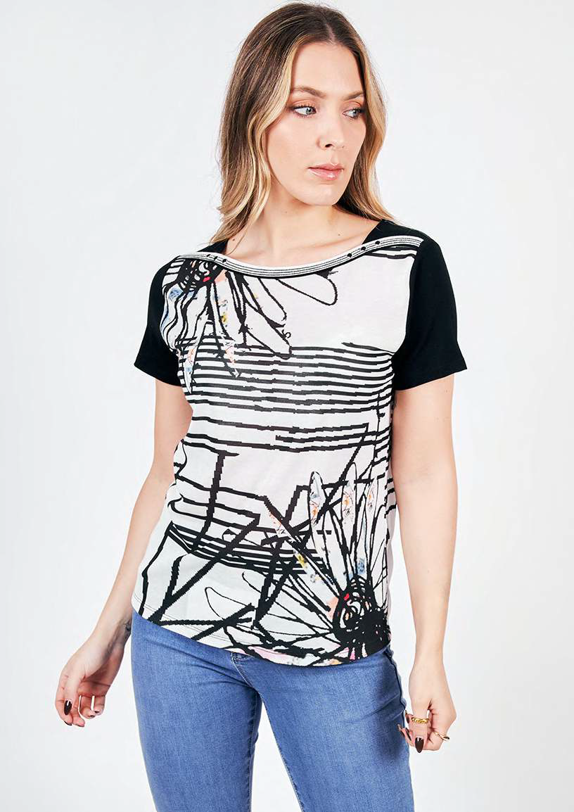 Kalisson Black White Short Sleeve Top