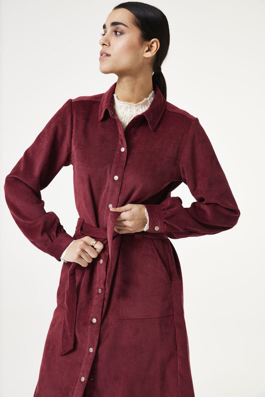 Garcia Cord Shirt Dress - Cabernet