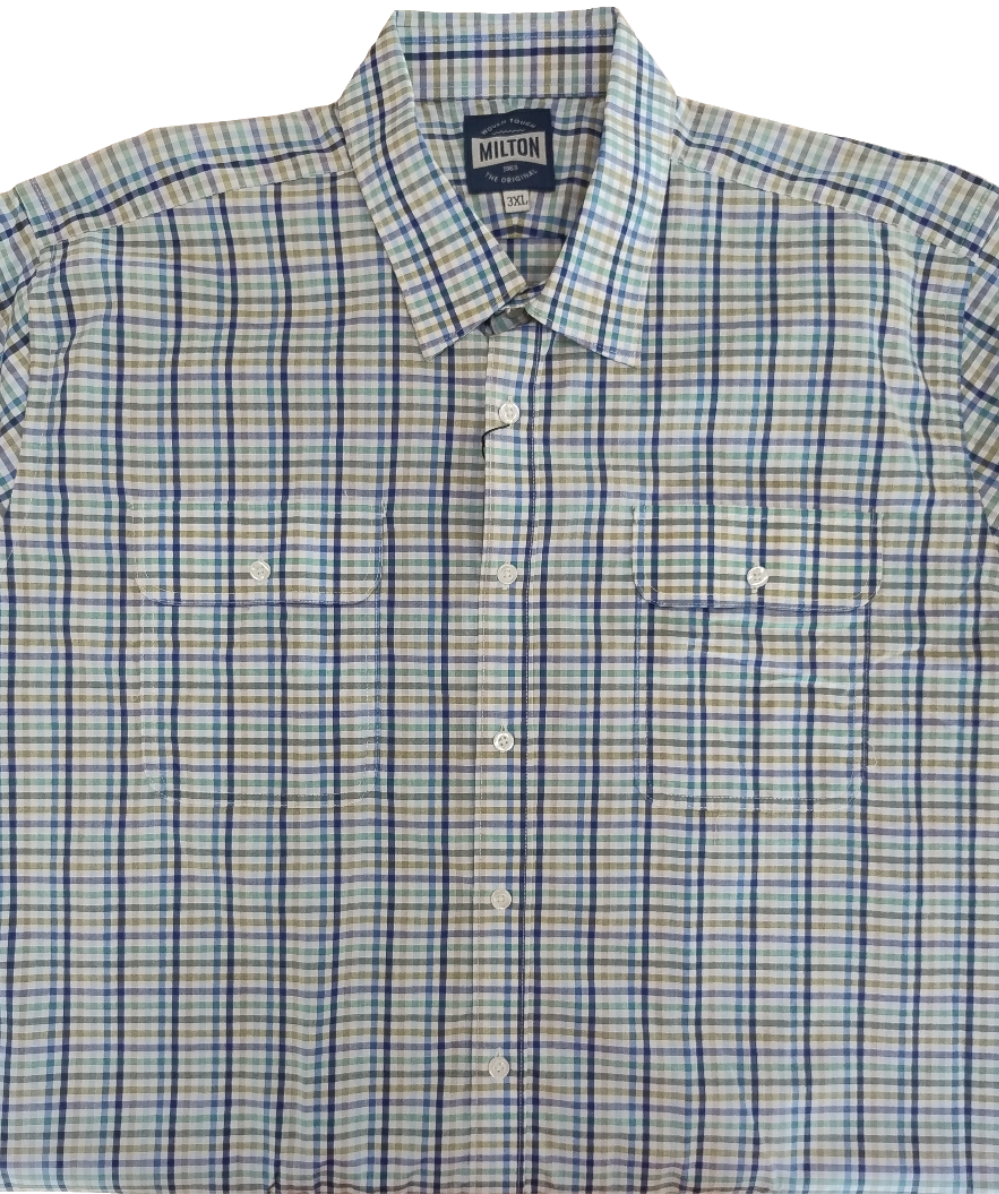 Milton Blue Aqua Check Short Sleeve Shirt