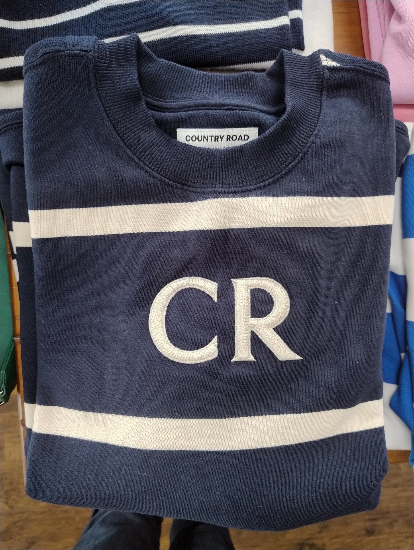 Country Road CR Logo Womens Sweatshirt - Navy Stripe