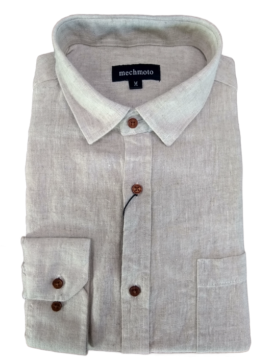 Mechmoto Luxury Linen Long Sleeve Shirt - Natural