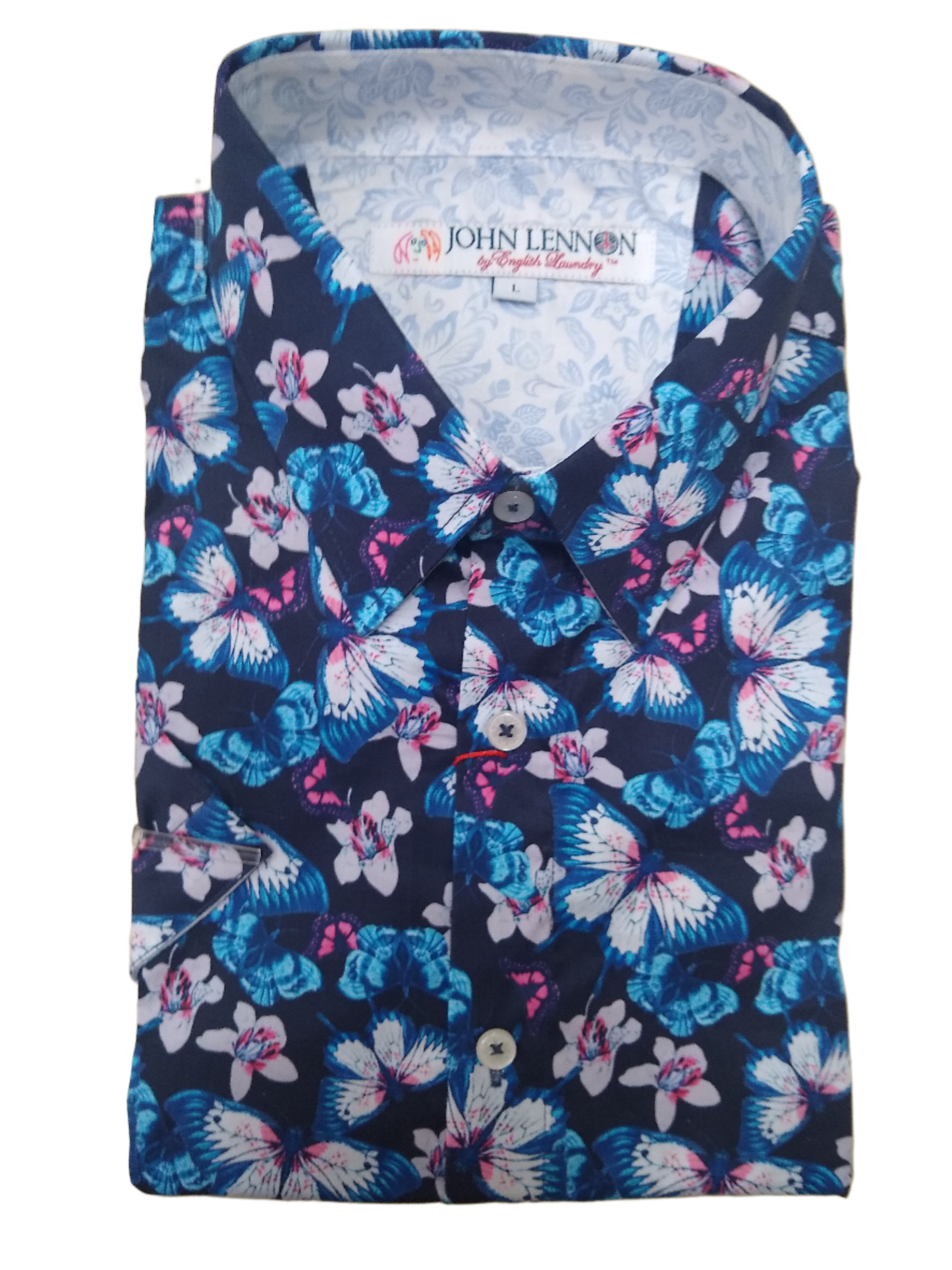 John Lennon Floral Butterfly Short Sleeve Casual Shirt