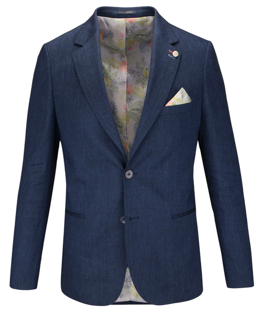 Guide London Navy Linen Blend 3 piece Suit