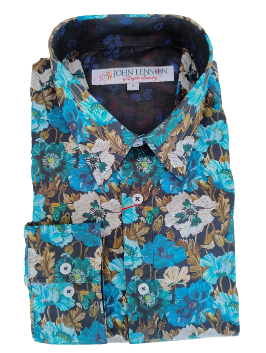 John Lennon Blue Flower Multi Long Sleeve Shirt