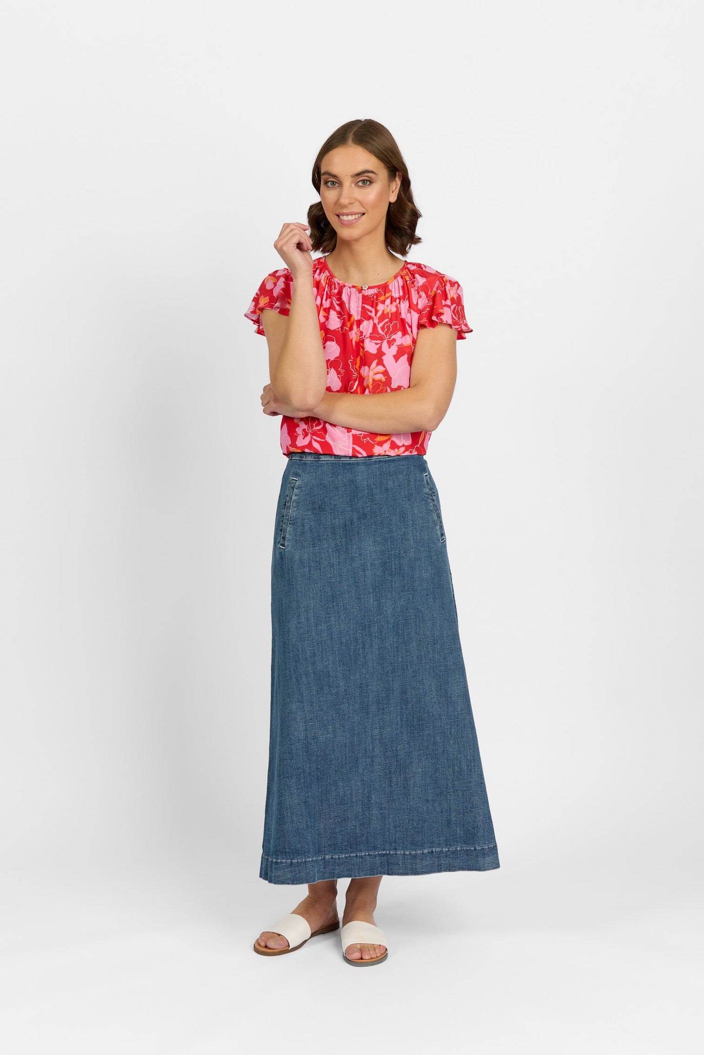 Knewe Perry Mid Wash Denim Skirt