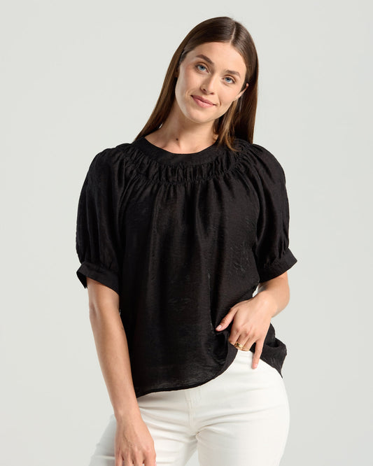 Blackstone Lisette Gathered Yoke Top - Black