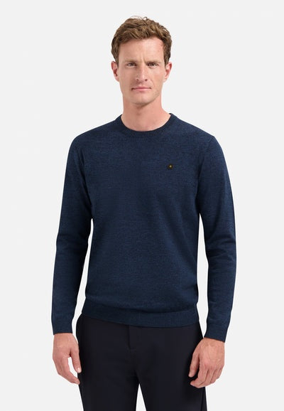 No Excess Melange Pullover Crew Neck - Navy