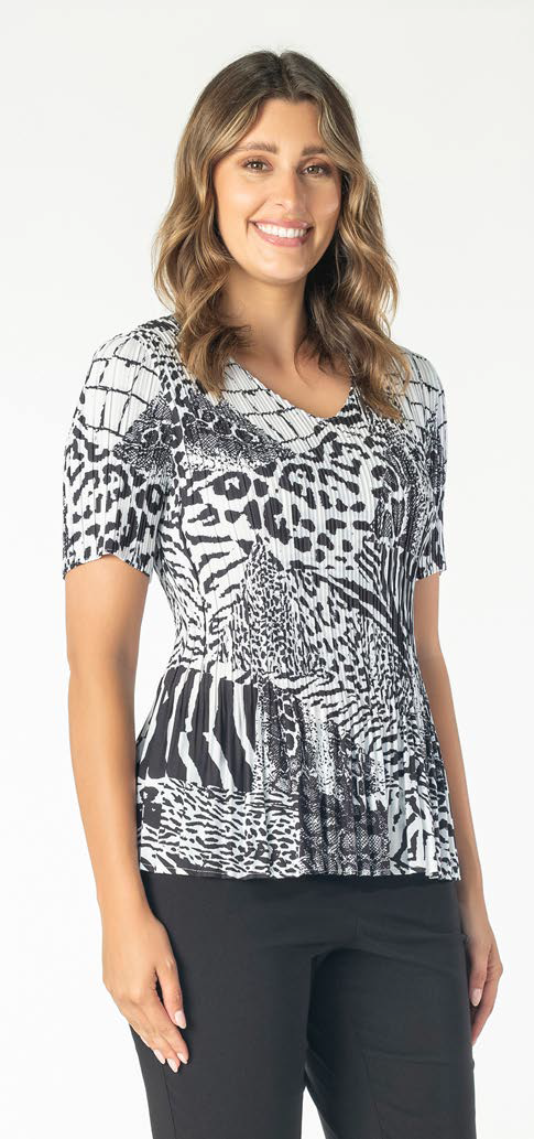 Maglia Black and White Crush Short Sleeve Top