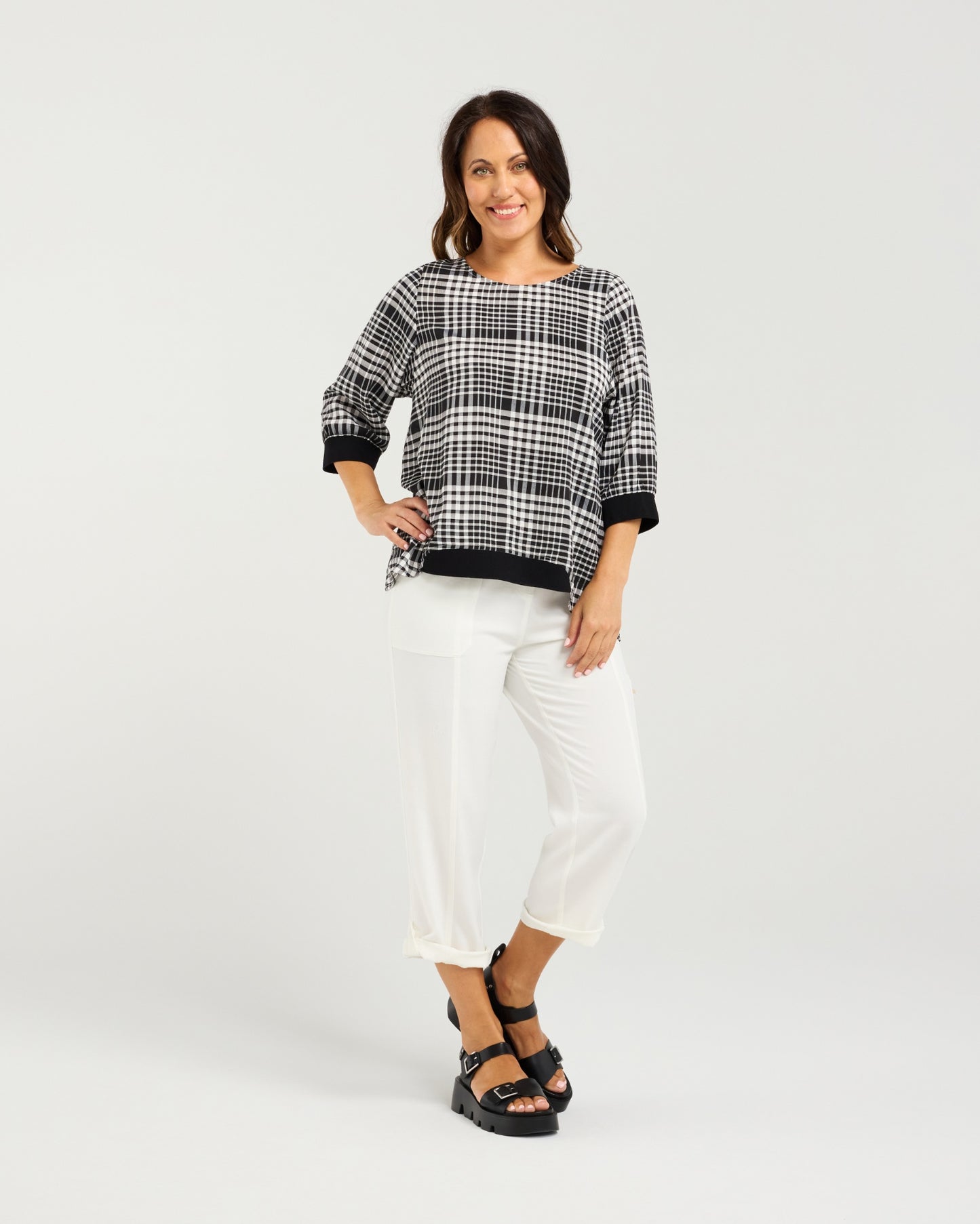 Seduce Taylor Top - Black Check