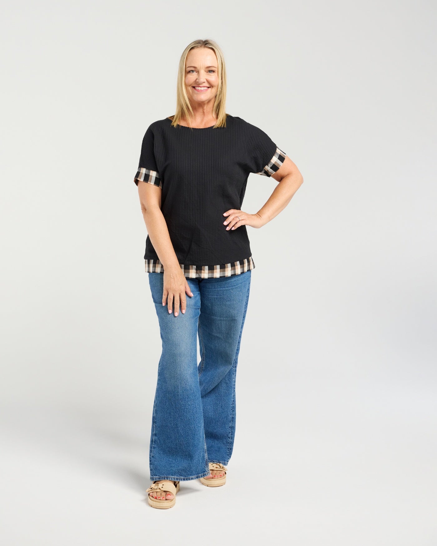 Seduce Luna Top - Black and Plaid