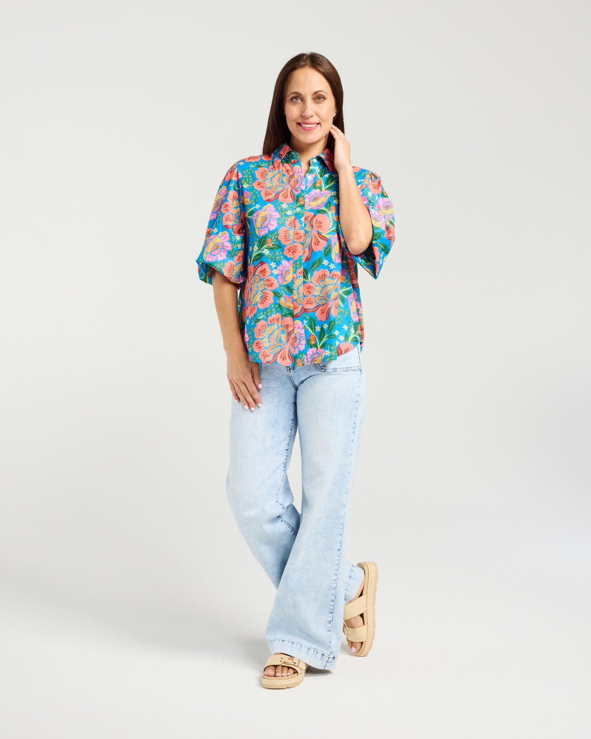 Seduce Lani Blouse - Bold Blossom