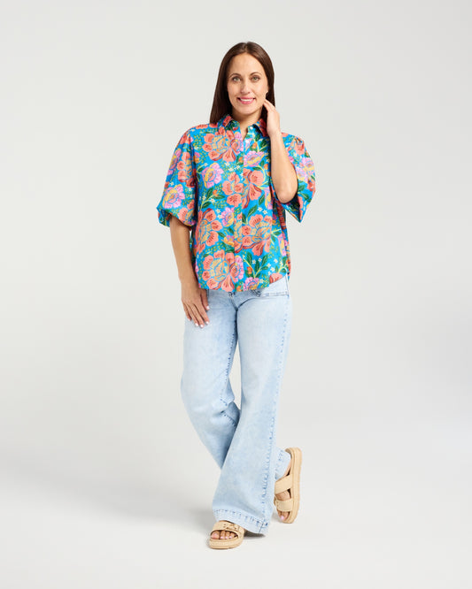 Seduce Lani Blouse - Bold Blossom