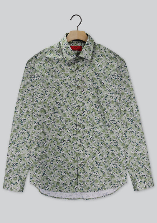 RF Scott Green White Floral Long Sleeve Shirt