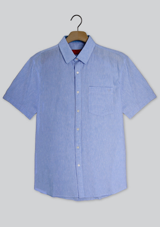 RF Scott Fields Short Sleeve Linen Shirt Baltic Blue