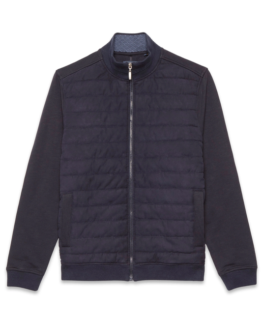 Guide London Modern Bomber Jacket with Zip - Navy