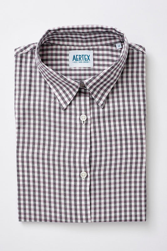 Aertex Wells Navy Mauve Check Short Sleeve Shirt