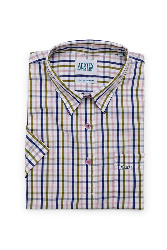 Aertex Wells Women's Pink Check Short Sleeve Shirt