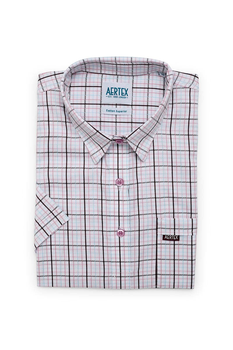 Aertex Wells Women's Chocolate Check Short Sleeve Shirt