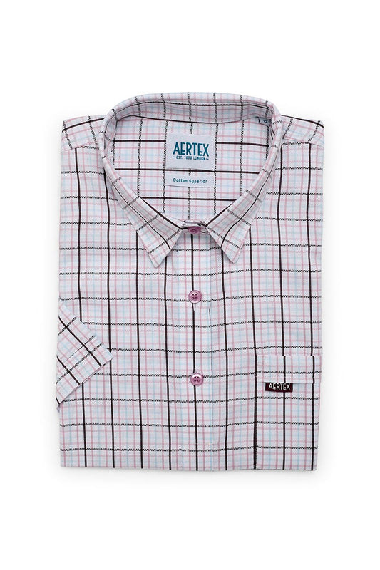 Aertex Wells Women's Chocolate Check Short Sleeve Shirt