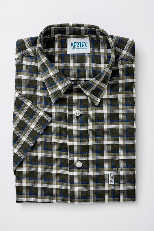 Aertex Taunton Green Check Short Sleeve Shirt