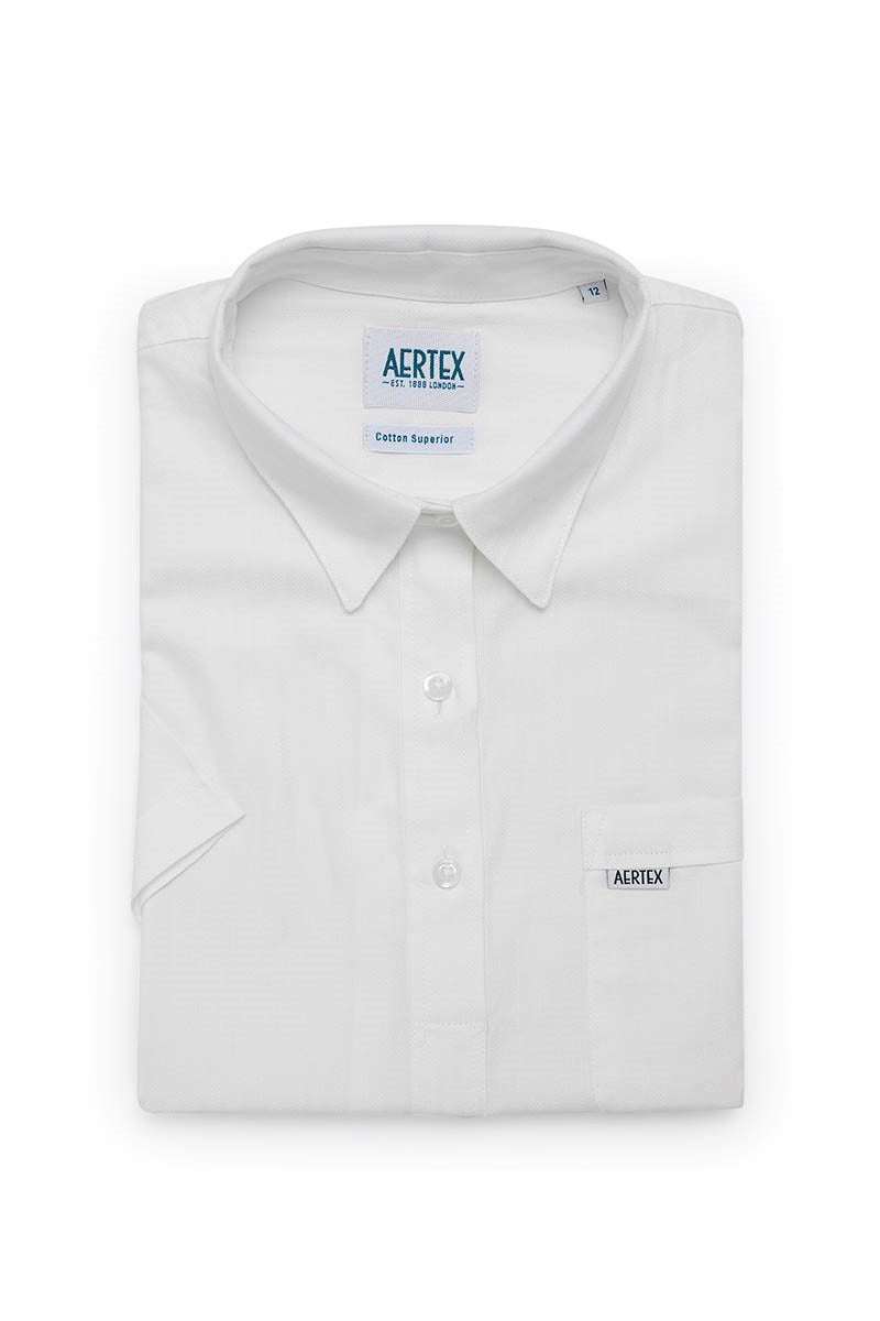 Aertex Wells Women's White Herringbone Short Sleeve Shirt