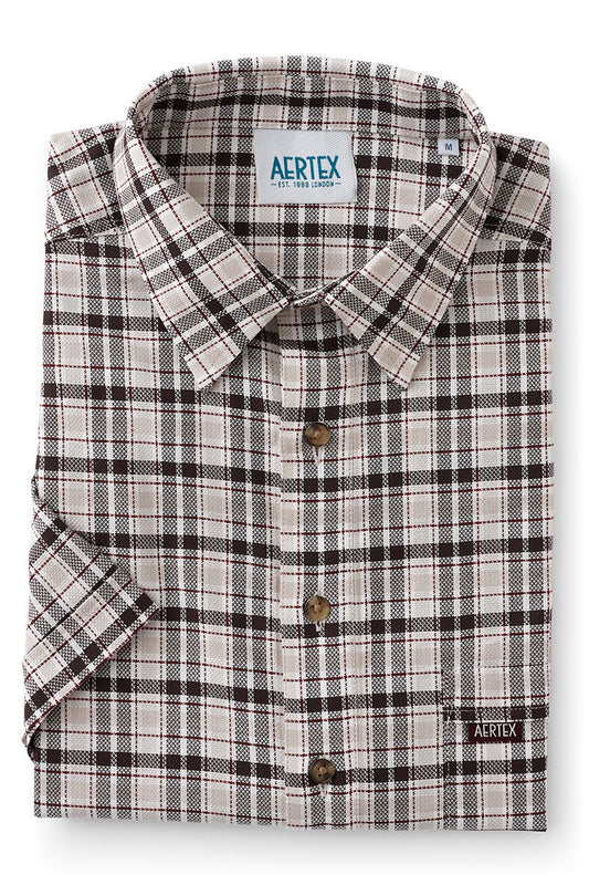 Aertex Men's Chocolate Black Check Short Sleeve Shirt