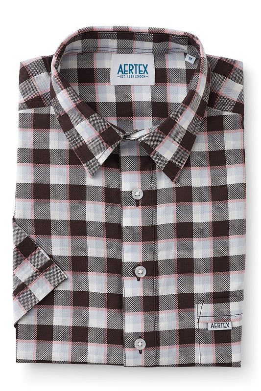 Aertex Men's Plum Check Short Sleeve Shirt