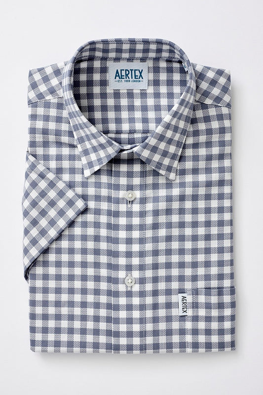 Aertex Taunton Grey Check Short Sleeve Shirt