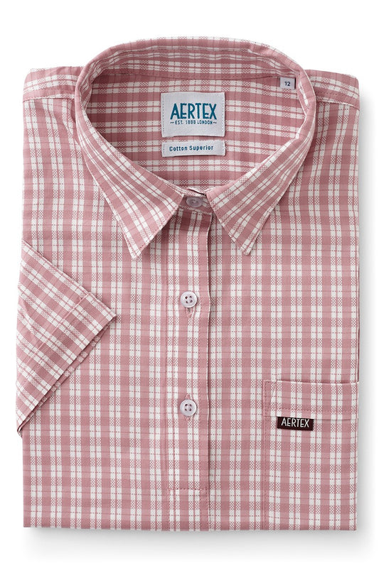 Aertex Womens Pink Check Short Sleeve Shirt