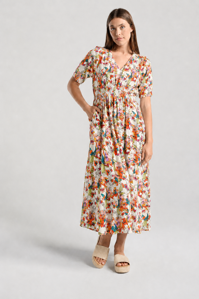 Blackstone Valentina V Neck Print Dress - Tropical Muse