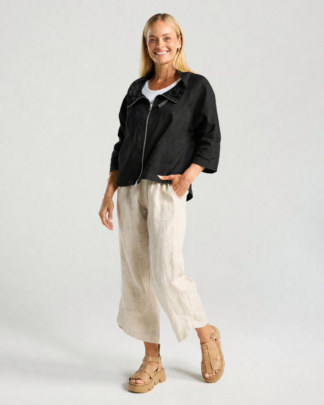 Blackstone Victoria Zip Front Jacket with Nickel Zip - Black