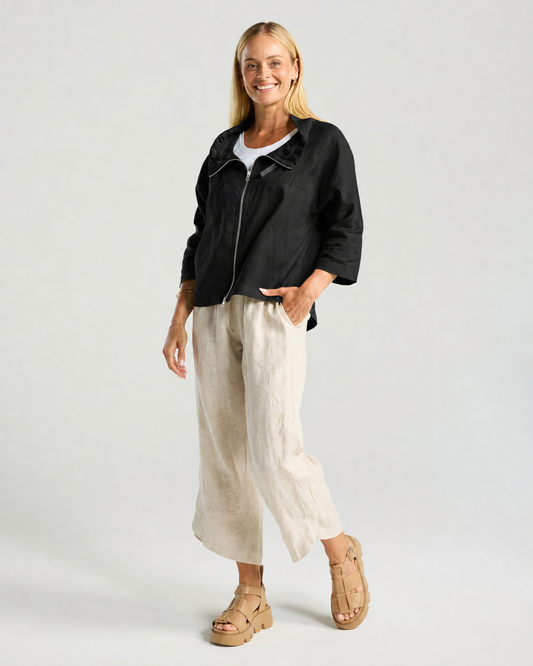 Blackstone Victoria Zip Front Jacket with Nickel Zip - Black