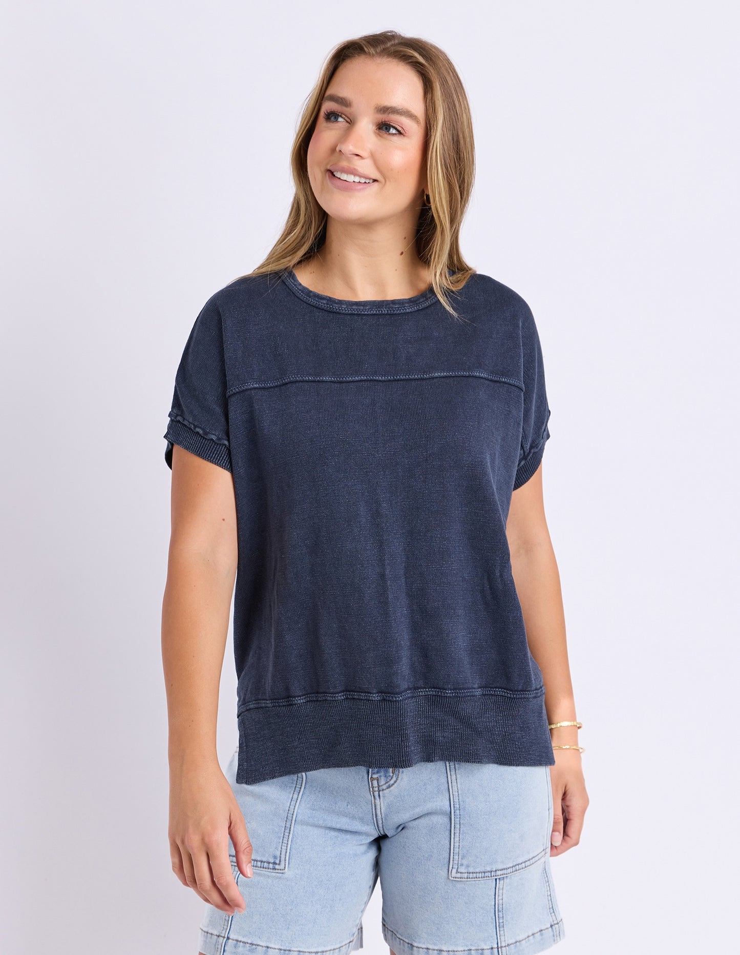 Foxwood Alison Knit Top-Dark Sapphire