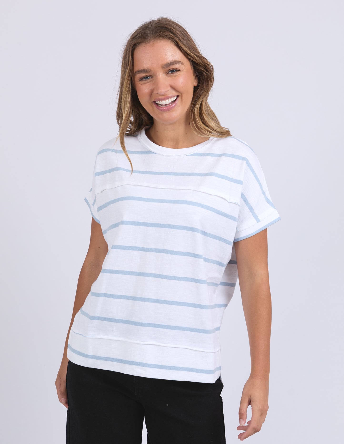 Foxwood Allison Striped Tee - Sky