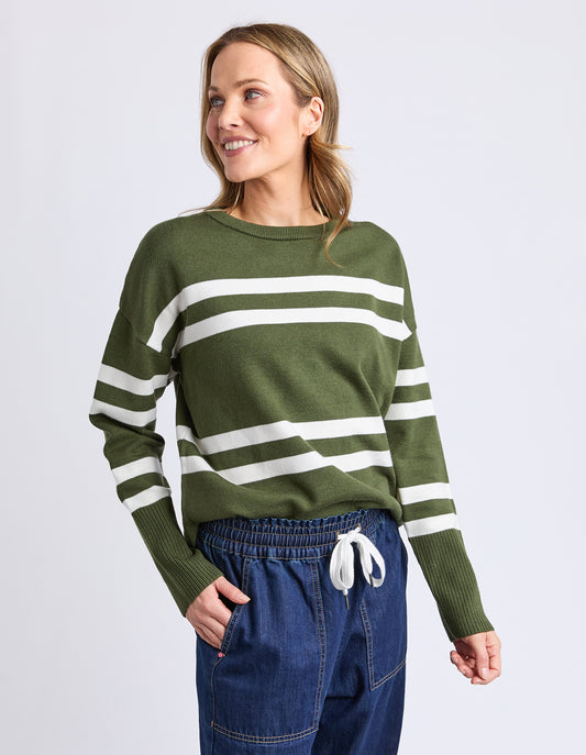 Elm Allison Knit Crew - Deep Depths Stripe