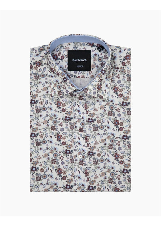 Rembrandt Barbican White Garden Floral Long Sleeve Shirt