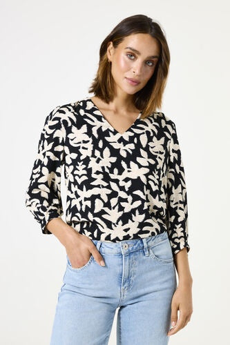 Garcia Ladies Shirt  Elbow Length Sleeve- Black