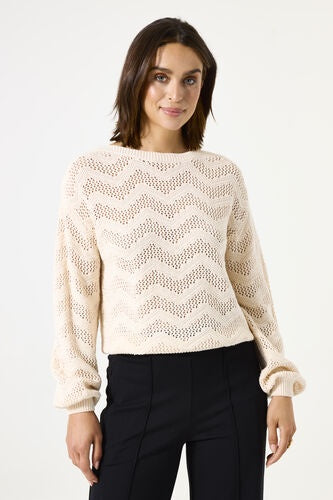 Garcia Ladies Long Sleeve Off White Sweater