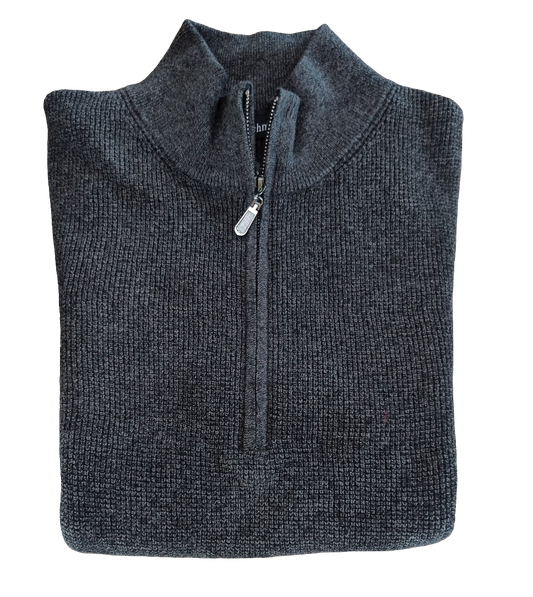 Mechmoto Charcoal Cotton Zip Neck Line Jumper