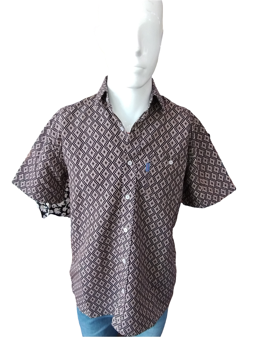 Portobello Road Ironcheater Black and Taupe Short Sleeve Shirt