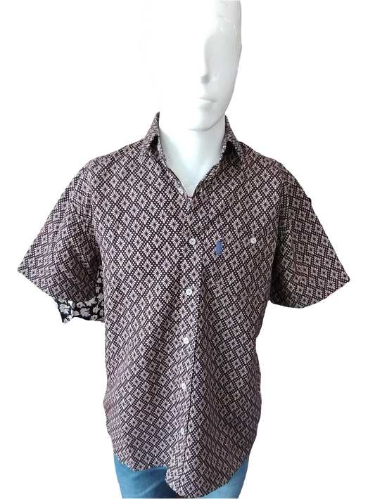 Portobello Road Ironcheater Black and Taupe Short Sleeve Shirt