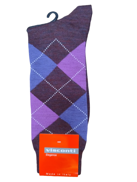Visconti Italian Argyle Merino Wool Socks Purple