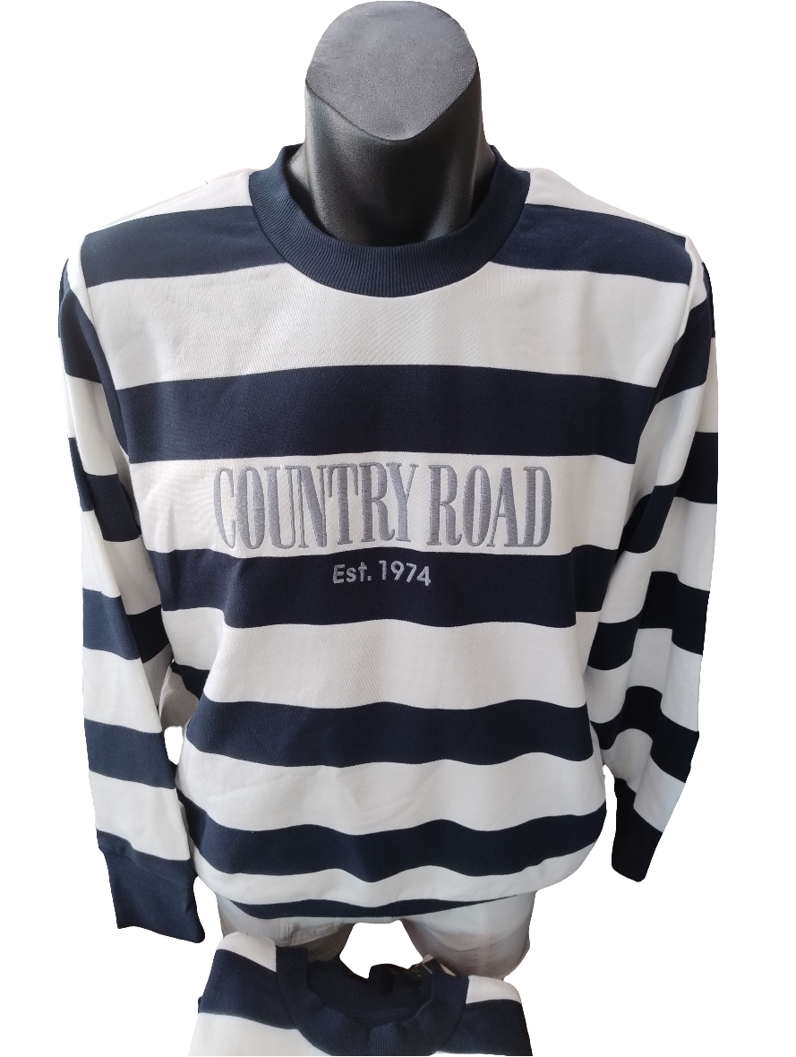 Country Road Heritage Womens Sweatshirt - Navy Stripe