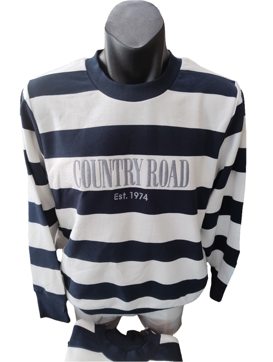 Country Road Heritage Womens Sweatshirt - Navy Stripe