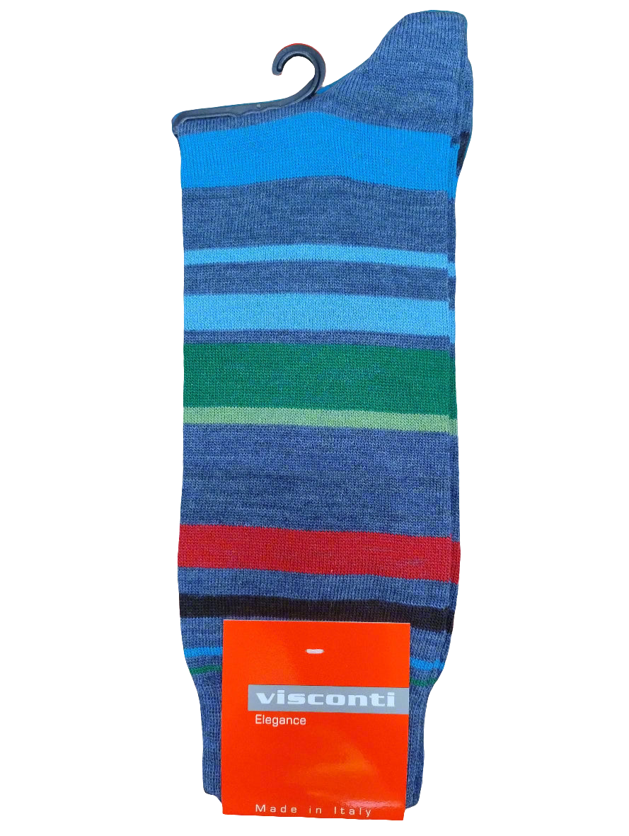 Visconti Italian Stripe Merino Wool Socks - Lago